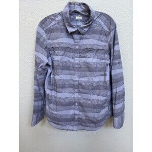 REI Women’s Size Large Purple Sahara Long Sleeve Roll Tab Hiking Button Up Shirt